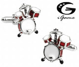 Red 3D Drum Cufflinks for Men - Novelty Gift