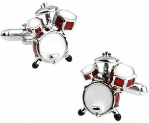Red 3D Drum Cufflinks for Men - Novelty Gift