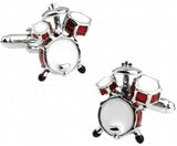 Red 3D Drum Cufflinks for Men - Novelty Gift