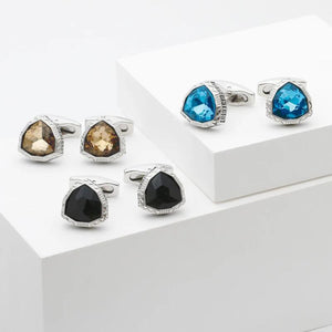 Men's Brown Crystal Triangle Cufflinks XK22S022