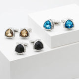 Men's Brown Crystal Triangle Cufflinks XK22S022