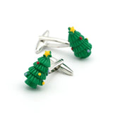 Christmas Tree Cufflinks For Men Copper Material Green Cuff Links
