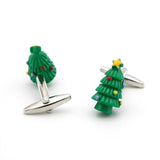 Christmas Tree Cufflinks For Men Copper Material Green Cuff Links