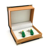 Christmas Tree Cufflinks For Men Copper Material Green Cuff Links
