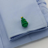 Christmas Tree Cufflinks For Men Copper Material Green Cuff Links