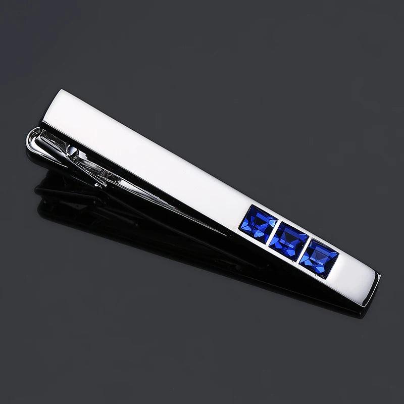 Silvery Square Crystal Tie Clip Business Suit Men's Tie Clips
