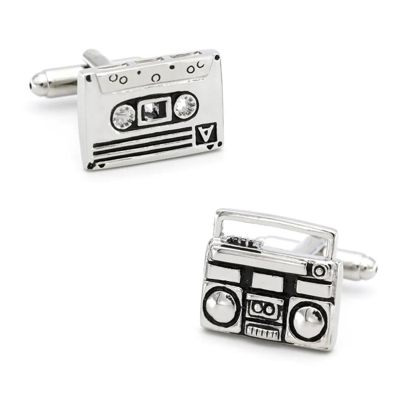 Men's Music Tape Player Cufflink Copper Material
