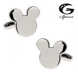 iGame Mickey Cuff Links Silver Brass Mouse