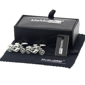 Classic Silver Cufflinks for Men in Bike Chain Box