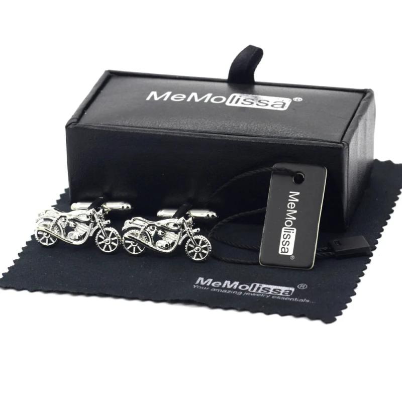 Classic Silver Cufflinks for Men in Bike Chain Box