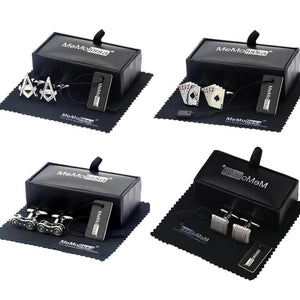 Classic Silver Cufflinks for Men in Bike Chain Box