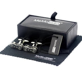 Classic Silver Cufflinks for Men in Bike Chain Box