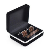 Wooden Cufflinks+Tie Clips Set for Men French Shirts Square Classic Cufflinks