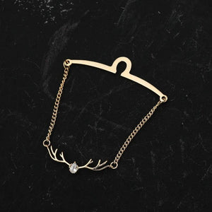 Crystal Zircon Antlers Tie Chain Deer Head Tassel Tie Clip Men's Accessories