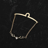 Crystal Zircon Antlers Tie Chain Deer Head Tassel Tie Clip Men's Accessories