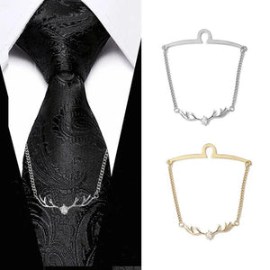 Crystal Zircon Antlers Tie Chain Deer Head Tassel Tie Clip Men's Accessories