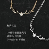 Crystal Zircon Antlers Tie Chain Deer Head Tassel Tie Clip Men's Accessories