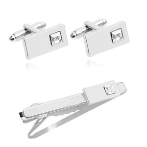 Men's Square Cufflinks Tie Clips Set Business Suit Shirt Accessories