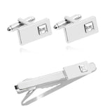 Men's Square Cufflinks Tie Clips Set Business Suit Shirt Accessories