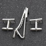 Men's Square Cufflinks Tie Clips Set Business Suit Shirt Accessories
