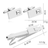 Men's Square Cufflinks Tie Clips Set Business Suit Shirt Accessories