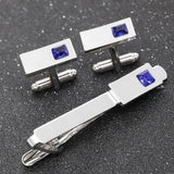 Men's Square Cufflinks Tie Clips Set Business Suit Shirt Accessories