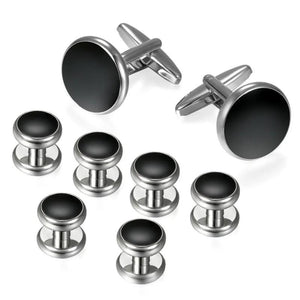 Men Tuxedo Cufflinks Silvery Gentleman Wedding Party Round Buttons Cuff Links