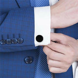Men Tuxedo Cufflinks Silvery Gentleman Wedding Party Round Buttons Cuff Links