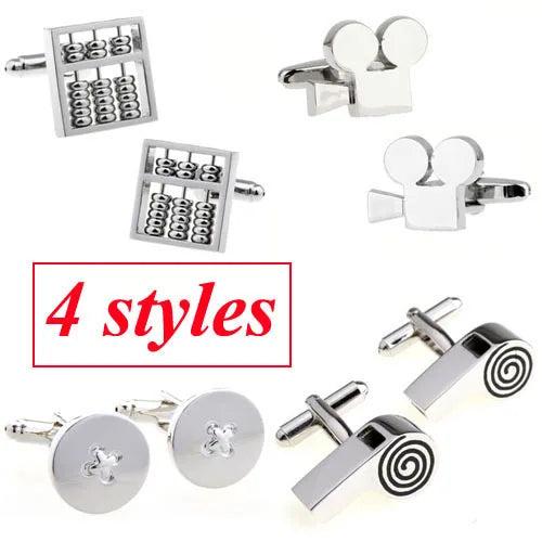 4 Men Button Abacus Cufflink Whistle Cuff Link