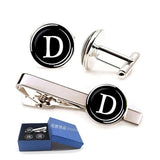 Alphabet Letters Print Men Cufflinks Tie Clip Set Wedding Gift