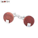 Wood Cufflinks for Men High Metal Animal Cuff Buttons Gift Jewelry