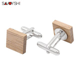 Wood Cufflinks for Men High Metal Animal Cuff Buttons Gift Jewelry