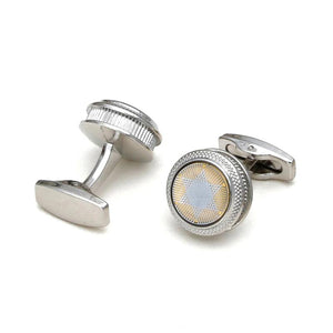 Personalized Round Silver Cufflinks Men XK21S008
