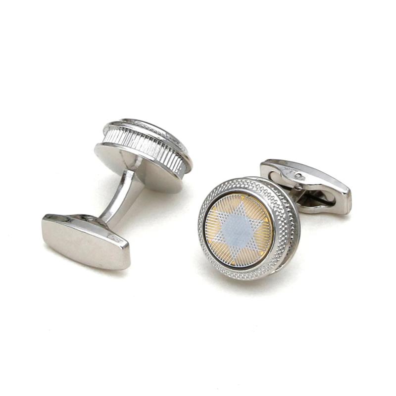 Personalized Round Silver Cufflinks Men XK21S008