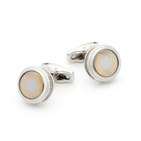 Personalized Round Silver Cufflinks Men XK21S008