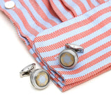 Personalized Round Silver Cufflinks Men XK21S008