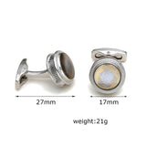 Personalized Round Silver Cufflinks Men XK21S008