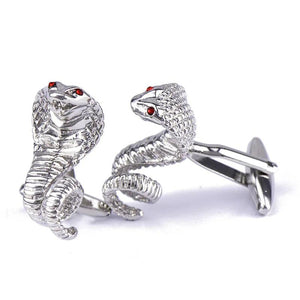 Silver Snake Crystal Cufflinks for Mens