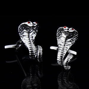 Silver Snake Crystal Cufflinks for Mens