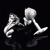 Silver Snake Crystal Cufflinks for Mens