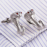 Silver Snake Crystal Cufflinks for Mens