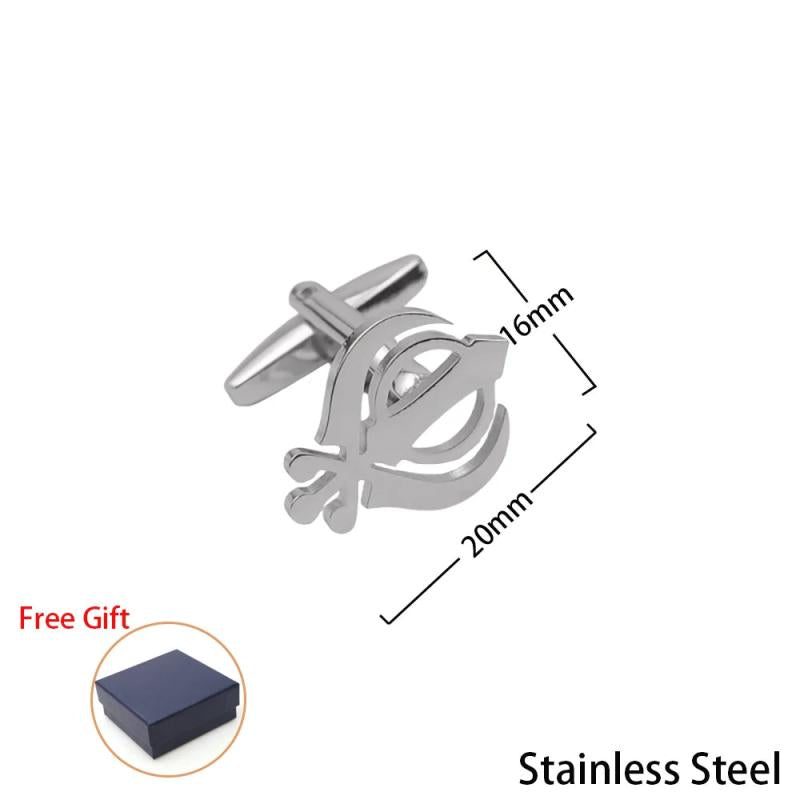 Vintage Sikhism Symbol Men Cufflinks Religion Amulet Faith Twins Suits Gemelos