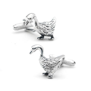 Men's Goose Cufflinks Silver Brass Cuff Links
