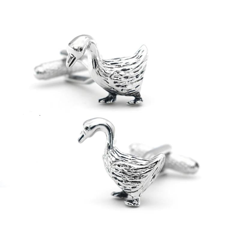 Men's Goose Cufflinks Silver Brass Cuff Links