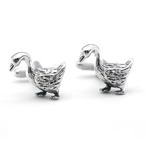 Men's Goose Cufflinks Silver Brass Cuff Links