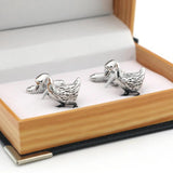 Men's Goose Cufflinks Silver Brass Cuff Links