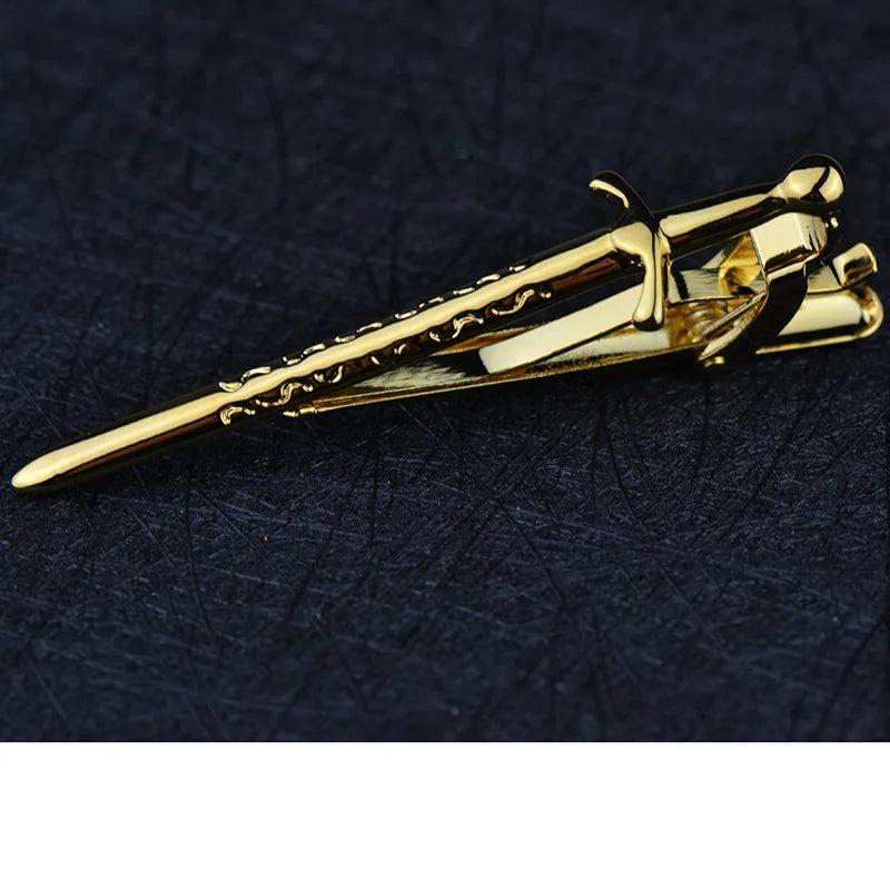 Golden Double-edged Sword Tie Clips Men's Classic Suit Necktie Accessories