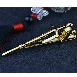 Golden Double-edged Sword Tie Clips Men's Classic Suit Necktie Accessories