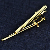 Golden Double-edged Sword Tie Clips Men's Classic Suit Necktie Accessories