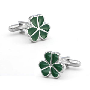 Arrival Clover Cuff Links Green Leaf Brass Men's Novelty Cufflinks